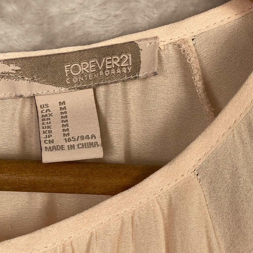 Forever 21 Pleated Dress Peach Chiffon Easter Gathered Medium M Fairy Softgirl - Picture 5 of 12